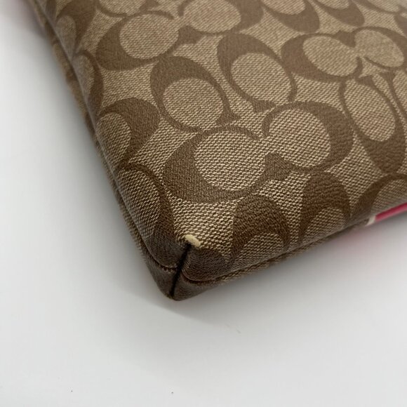 Coach Brown Coated Canvas Signature Pink Stripe Swingpack Bag - Picture 8 of 13